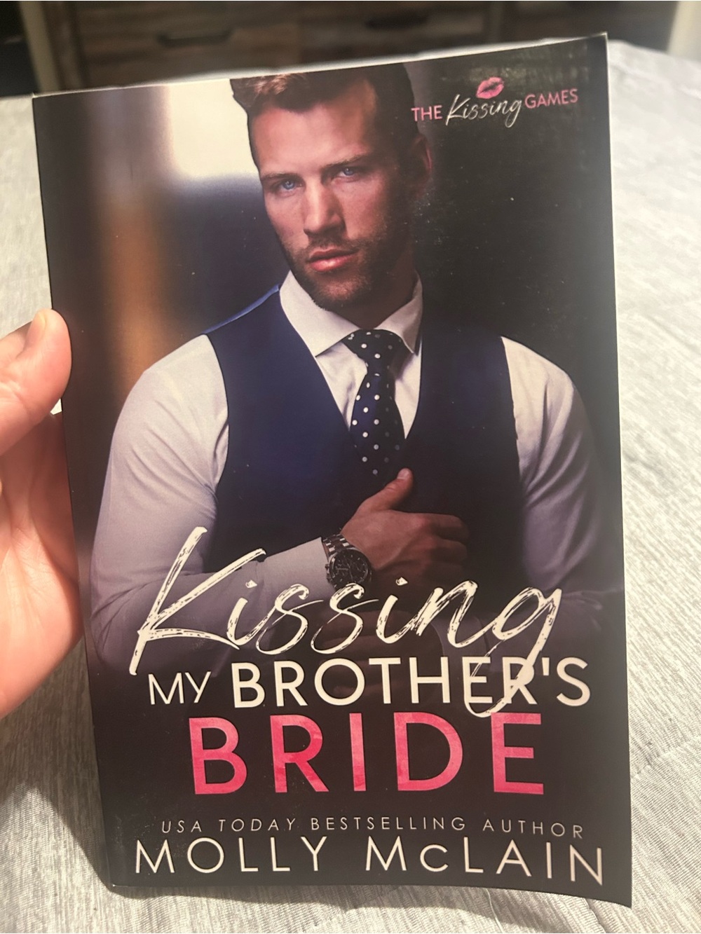 Molly McLain "Kissing My Brother's Bride" Paperback - Navy & Pink Cover